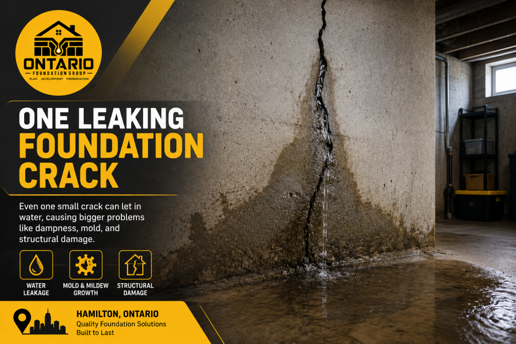 One leaking foundation crack